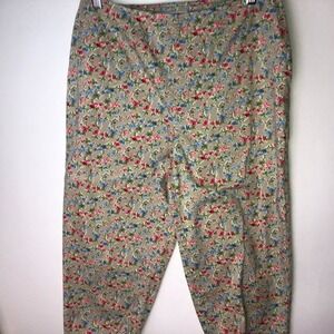 Covington Stretch Beige Rose Garden Capri‎ Cottagecore Pants Women's 8